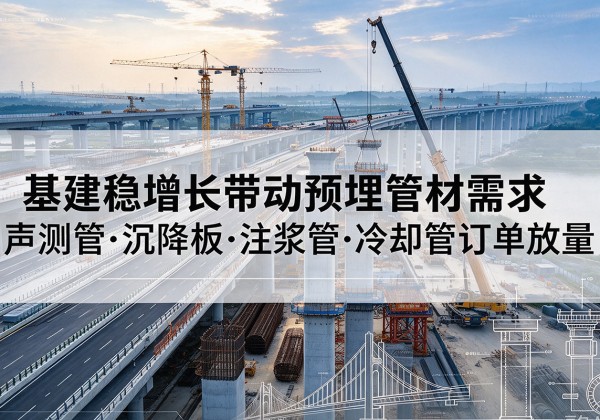 鲁甸基建稳增长带动预埋监测管材需求，声测管、沉降板、注浆管订单持续放量